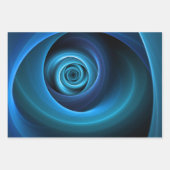 3D Spiralblau Farben Modernes Abstraktes Fraktal K Geschenkpapier Set (Vorderseite)