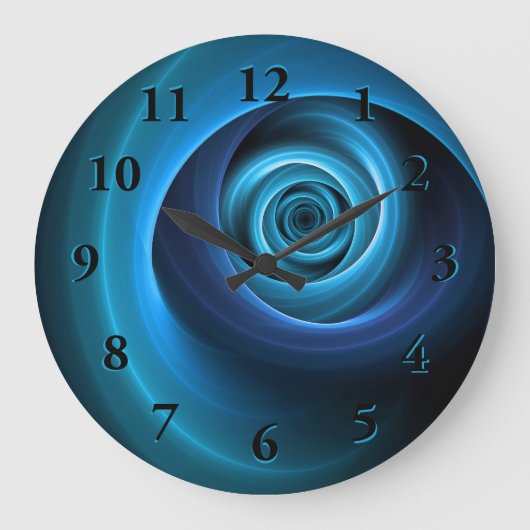 3D Spiralblau Farben Modernes Abstraktes Fraktal K Große Wanduhr (Vorderseite)