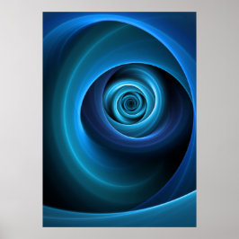 3D Spiralblau Farben Modernes Abstraktes Fraktal K Poster