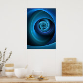 3D Spiralblau Farben Modernes Abstraktes Fraktal K Poster (Küche)