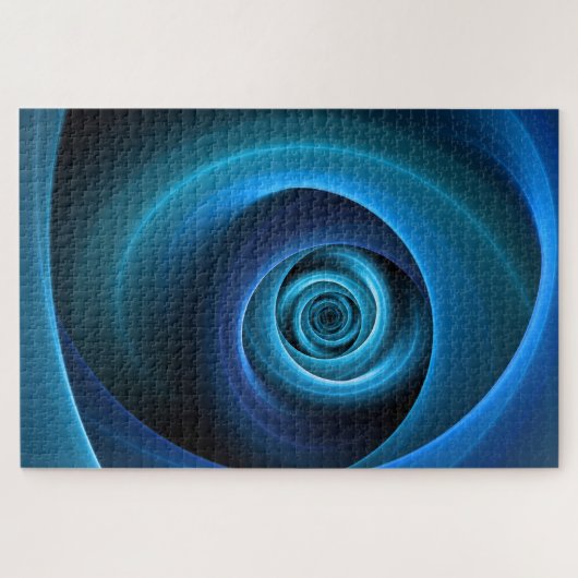 3D Spiralblau Farben Modernes Abstraktes Fraktal K Puzzle (Horizontal)