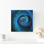 3D Spiralblau Farben Modernes Abstraktes Fraktal K Quadratische Wanduhr (Zuhause)