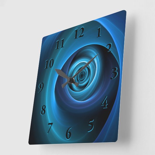 3D Spiralblau Farben Modernes Abstraktes Fraktal K Quadratische Wanduhr (Winkel)