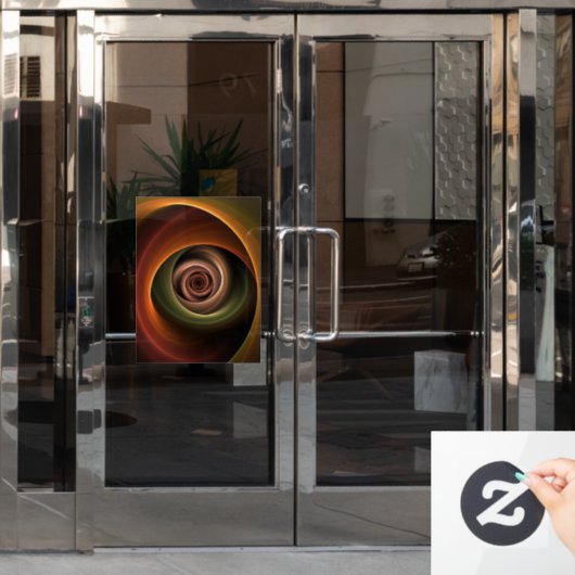 3D Spirale Abstrakt Warme Farben Modernes Fraktal Fensteraufkleber (Büro Tür)