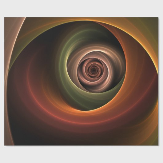 3D Spirale Abstrakt Warme Farben Modernes Fraktal  Geschenkpapier (Flach)