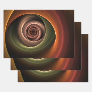 3D Spirale Abstrakt Warme Farben Modernes Fraktal  Geschenkpapier Set