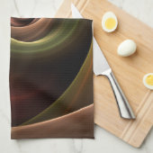 3D Spirale Abstrakt Warme Farben Modernes Fraktal Geschirrtuch (Viertel Falte)