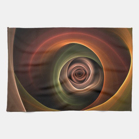 3D Spirale Abstrakt Warme Farben Modernes Fraktal  Geschirrtuch (Horizontal)