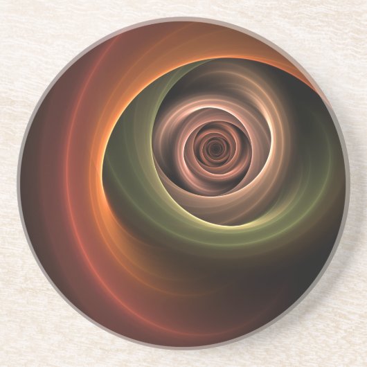 3D Spirale Abstrakt Warme Farben Modernes Fraktal  Getränkeuntersetzer (Vorne)