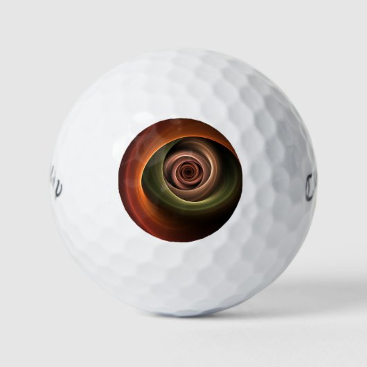 3D Spirale Abstrakt Warme Farben Modernes Fraktal Golfball (Vorderseite)