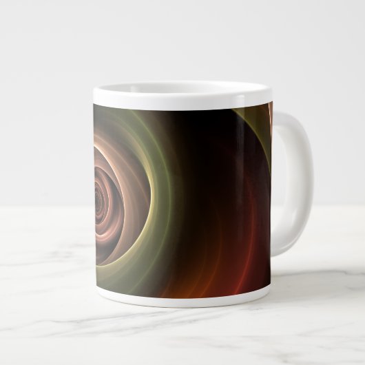 3D Spirale Abstrakt Warme Farben Modernes Fraktal Jumbo-Tasse (Vorderseite Rechts)