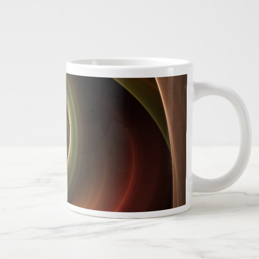 3D Spirale Abstrakt Warme Farben Modernes Fraktal Jumbo-Tasse (Rechts)