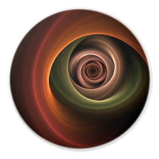 3D Spirale Abstrakt Warme Farben Modernes Fraktal  Keramikknauf (Vorderseite)