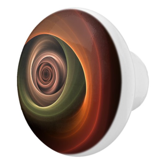 3D Spirale Abstrakt Warme Farben Modernes Fraktal Keramikknauf (Rechts)