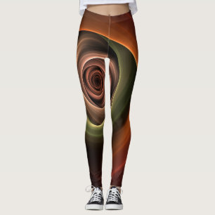 3D Spirale Abstrakt Warme Farben Modernes Fraktal Leggings