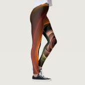 3D Spirale Abstrakt Warme Farben Modernes Fraktal  Leggings (Rechts)