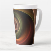 3D Spirale Abstrakt Warme Farben Modernes Fraktal  Milchtasse (Rechte Ecke)