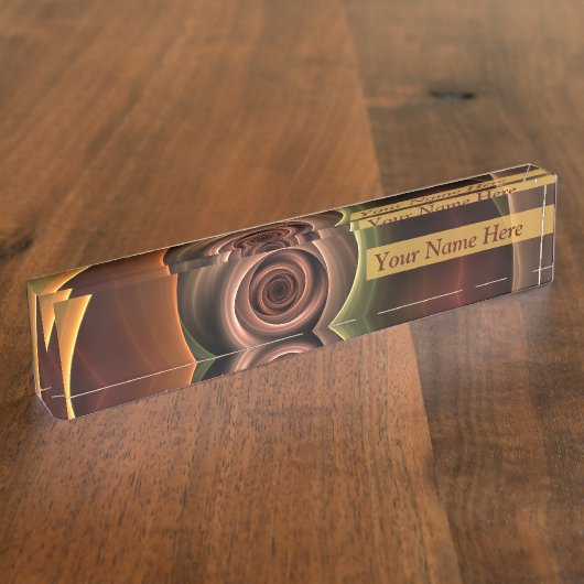 3D Spirale Abstrakt Warme Farben Modernes Fraktal Namensplakette (Seite)