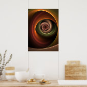 3D Spirale Abstrakt Warme Farben Modernes Fraktal Poster (Küche)