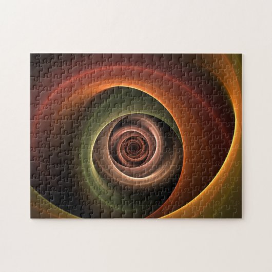 3D Spirale Abstrakt Warme Farben Modernes Fraktal Puzzle (Horizontal)