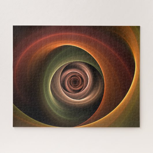 3D Spirale Abstrakt Warme Farben Modernes Fraktal Puzzle (Horizontal)