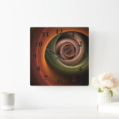 3D Spirale Abstrakt Warme Farben Modernes Fraktal  Quadratische Wanduhr (Zuhause)