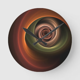 3D Spirale Abstrakt Warme Farben Modernes Fraktal  Runde Wanduhr
