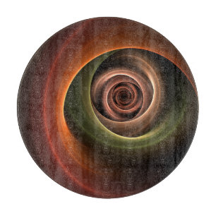 3D Spirale Abstrakt Warme Farben Modernes Fraktal  Schneidebrett
