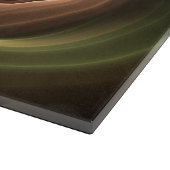 3D Spirale Abstrakt Warme Farben Modernes Fraktal Schneidebrett (Ecke)