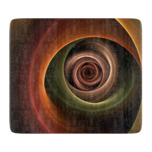 3D Spirale Abstrakt Warme Farben Modernes Fraktal  Schneidebrett