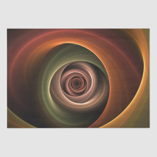 3D Spirale Abstrakt Warme Farben Modernes Fraktal Seidenpapier (Vorderseite)