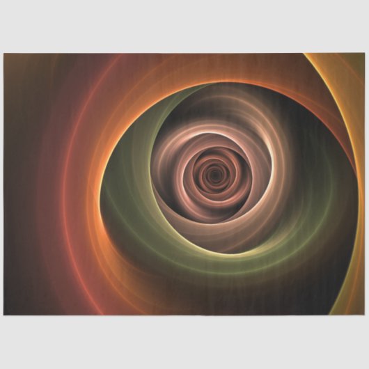 3D Spirale Abstrakt Warme Farben Modernes Fraktal Seidenpapier (Vorderseite)