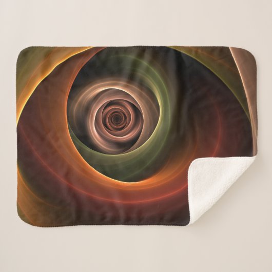 3D Spirale Abstrakt Warme Farben Modernes Fraktal  Sherpadecke (Vorderseite (Horizontal))