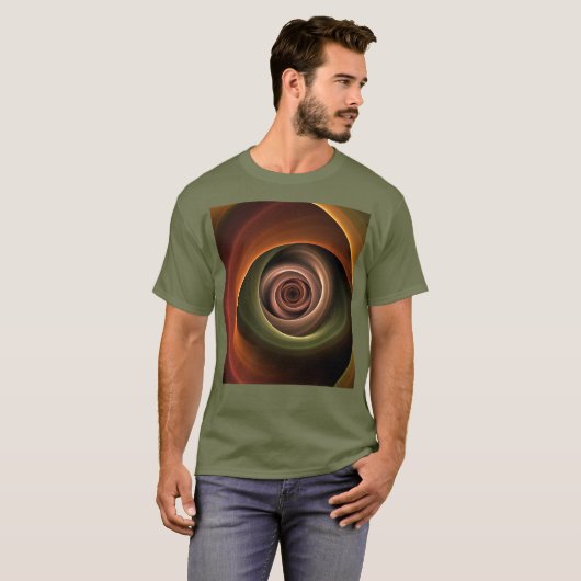 3D Spirale Abstrakt Warme Farben Modernes Fraktal T-Shirt (Vorne ganz)