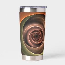 3D Spirale Abstrakt Warme Farben Modernes Fraktal  Thermobecher