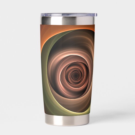 3D Spirale Abstrakt Warme Farben Modernes Fraktal  Thermobecher (Links)