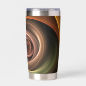 3D Spirale Abstrakt Warme Farben Modernes Fraktal  Thermobecher (Rückseite)
