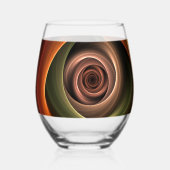 3D Spirale Abstrakt Warme Farben Modernes Fraktal  Weinglas Ohne Stiel (Vorderseite)