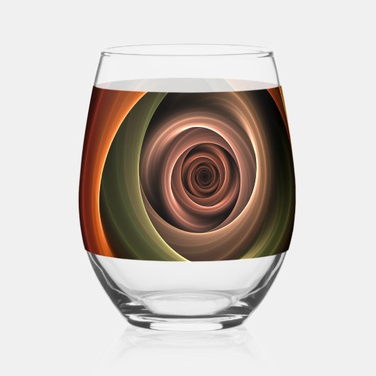 3D Spirale Abstrakt Warme Farben Modernes Fraktal  Weinglas Ohne Stiel (Vorderseite)
