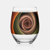 3D Spirale Abstrakt Warme Farben Modernes Fraktal  Weinglas Ohne Stiel (Rückseite)