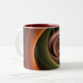 3D Spirale Abstrakt Warme Farben Modernes Fraktal  Zweifarbige Tasse (Vorderseite Links)