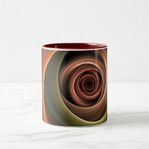 3D Spirale Abstrakt Warme Farben Modernes Fraktal  Zweifarbige Tasse
