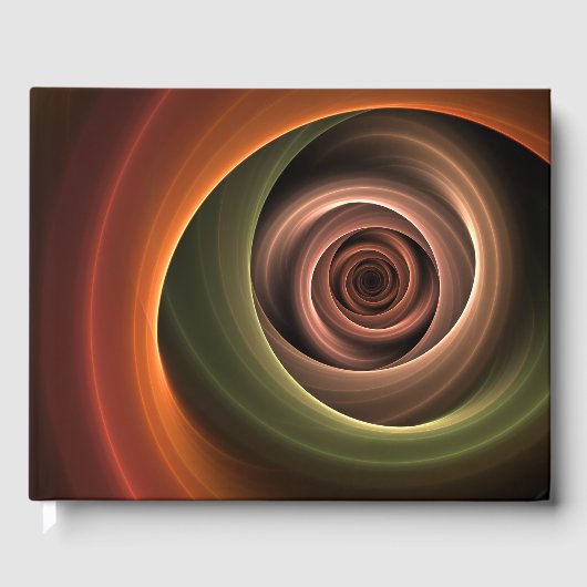 3D-Spirale Abstrakte Warme Farben Moderne Fraktal- Gästebuch (Vorderseite)