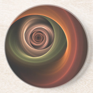 3D-Spirale Abstrakte Warme Farben Moderne Fraktal- Getränkeuntersetzer