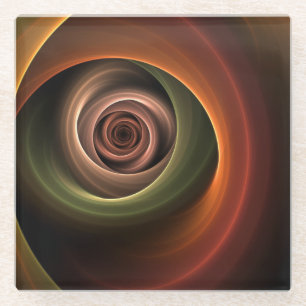 3D-Spirale Abstrakte Warme Farben Moderne Fraktal- Glasuntersetzer