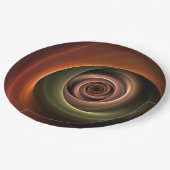 3D-Spirale Abstrakte Warme Farben Moderne Fraktal- Pappteller (Schrägansicht)