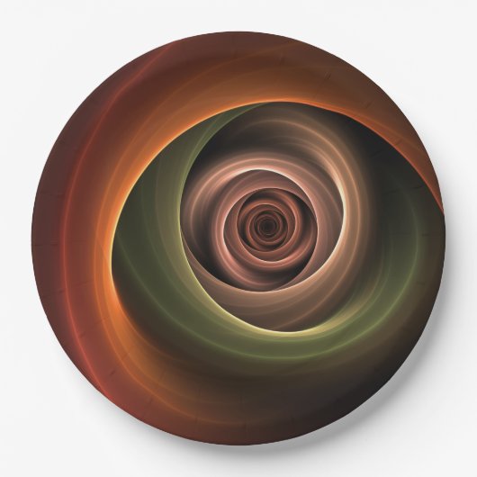 3D-Spirale Abstrakte Warme Farben Moderne Fraktal- Pappteller (Vorderseite)