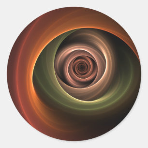 3D-Spirale Abstrakte Warme Farben Moderne Fraktal- Runder Aufkleber