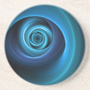 3D-Spirale Blautöne Moderne abstrakte Fraktal-Kuns Getränkeuntersetzer