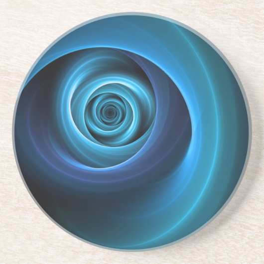 3D-Spirale Blautöne Moderne abstrakte Fraktal-Kuns Getränkeuntersetzer (Vorne)